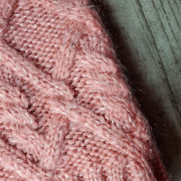 Little Lass Blush Pink Sleeveless Frayed Hem Sparkly Knit Turtle Neck Sweater 2T - Picture 7 of 14